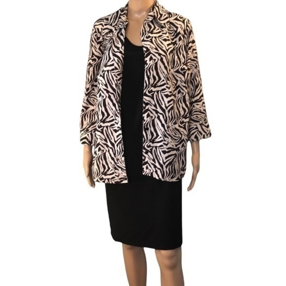 Notations Size 1x Top With Built In Cardigan Zebr… - image 1